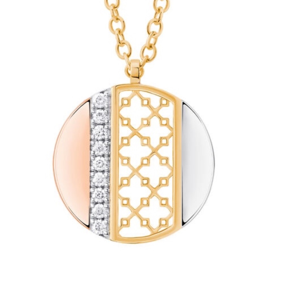 Birks Dare to Dream Diamond Circle Pendant, Tri-Gold